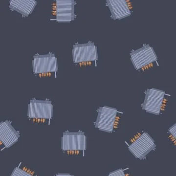 Seamless pattern turns electrical transformer cartoon vector Stock Illustration