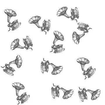 Seamless pattern turntable gramophone sketch hand drawn 库存插图