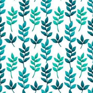Seamless pattern with turquoise and green tropical leaves Illustrazione stock