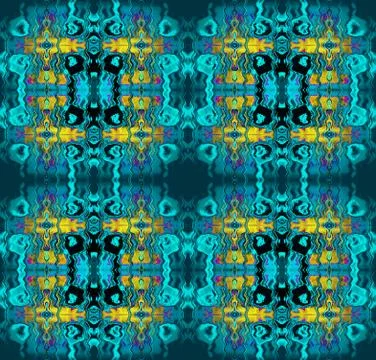 Seamless pattern turquoise yellow gray black Stock Illustration