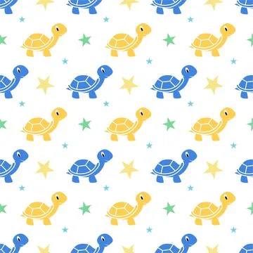 Seamless pattern turtle, vector illustration. 스톡 일러스트