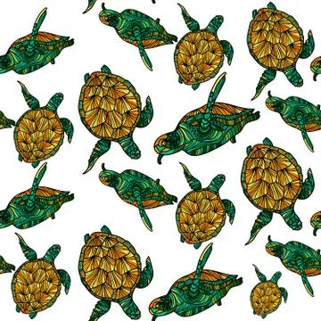 Seamless pattern with turtles. Stock Illustration