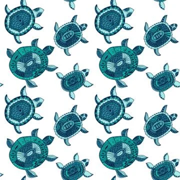 Seamless pattern with turtles. seamless pattern can be used for wallpaper, pa Stock Illustration