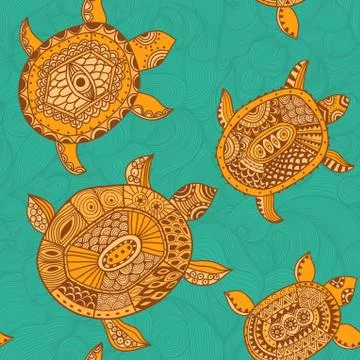 Seamless pattern with turtles. seamless pattern can be used for wallpaper, pa Stock Illustration