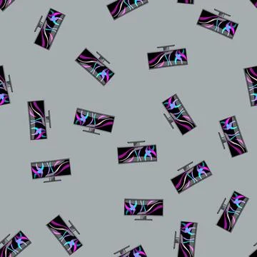 Seamless pattern tv curved screen cartoon vector 스톡 일러스트