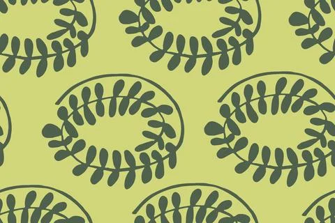 Seamless Pattern, Twig with leaves. Vector illustration. Stock Illustration