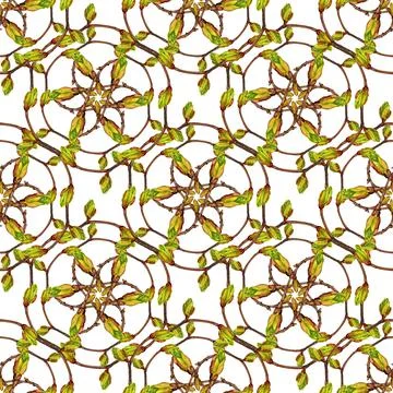 Seamless pattern with twigs and buds Stock Illustration