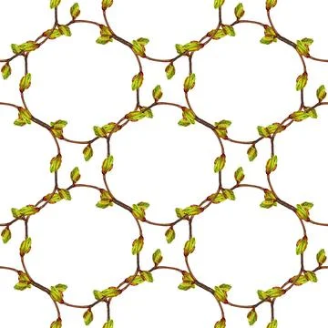 Seamless pattern with twigs and buds Stock Illustration