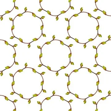 Seamless pattern with twigs and buds Stock Illustration