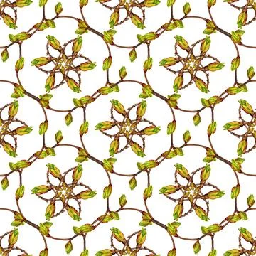 Seamless pattern with twigs and buds Stock Illustration