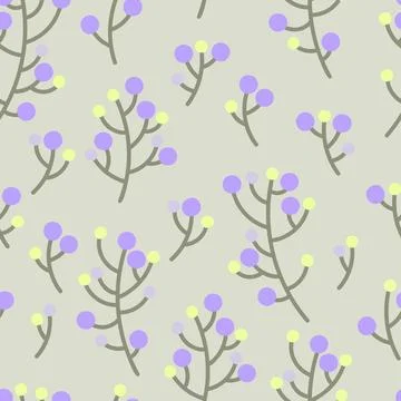 Seamless pattern with twigs and stylized berries Stock Illustration