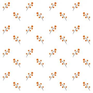Seamless pattern of twigs with berries in a flat style. Vector illustration. Stock Illustration