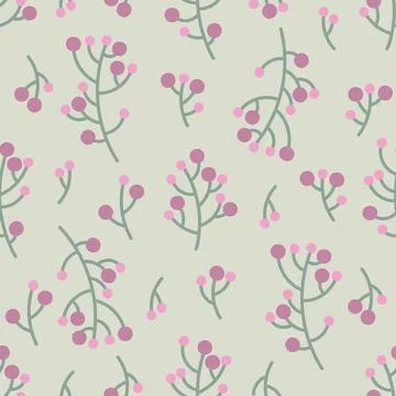 Seamless pattern with twigs stylized branch berry Stock Illustration