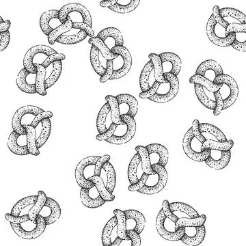 Seamless pattern twist pretzel sketch hand drawn Stock Illustration