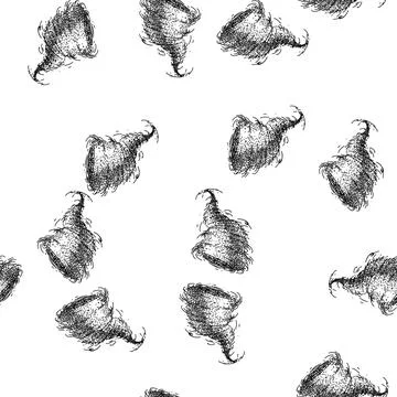 Seamless pattern twister tornado sketch hand drawn Stockillustratie
