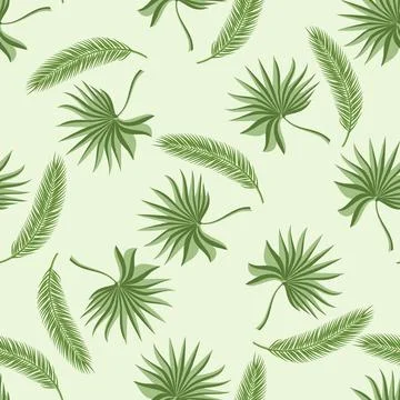 Seamless pattern with two kinds of palm branches Stock Illustration