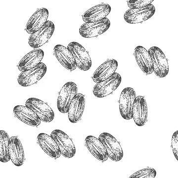 Seamless pattern two ring wedding sketch hand drawn Stock Illustration