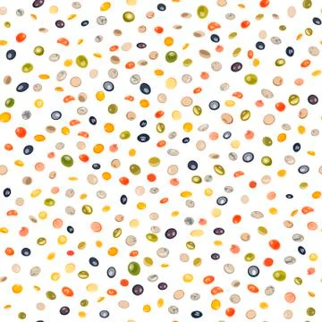 Seamless pattern types of lentils yellow, brown, green, red, french green, black Illustrazione stock