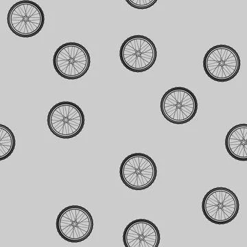 Seamless pattern tyre wheel bike cartoon vector Illustrazione stock