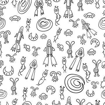 Seamless pattern UFO Stock Illustration