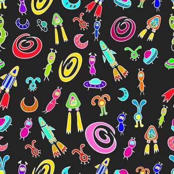 Seamless pattern UFO Stock Illustration