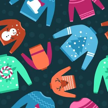 Seamless Pattern Ugly Sweater Winter Cloth Warm Shirt Background Stock Illustration