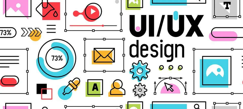 Seamless pattern with UI-UX development Stock Illustration