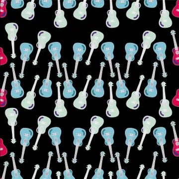 Seamless pattern with ukulele. Stock Illustration