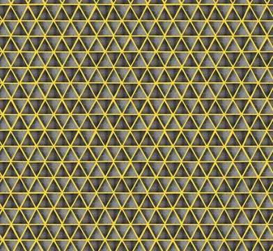 Seamless pattern with ultimate grey watercolor triangles on yellow illuminating Illustrazione stock
