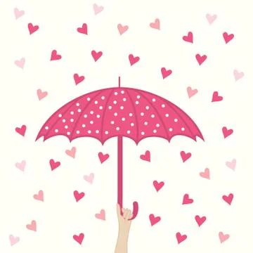 Seamless pattern with umbrella and hearts rain Illustrazione stock