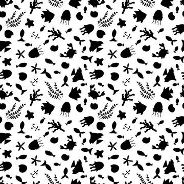 Seamless pattern with underwater animals. Ocean, sea life. Nautical backgro.. Stock Illustration