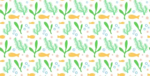 Seamless pattern with underwater life Stock Illustration