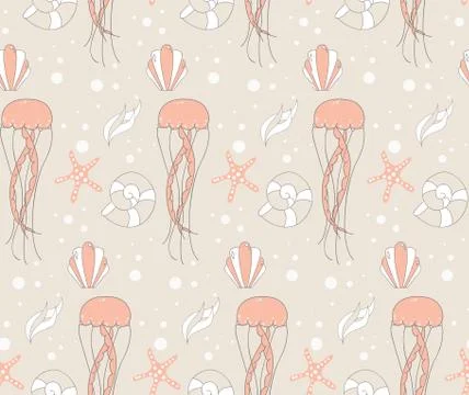 Seamless pattern with underwater scene Stock Illustration
