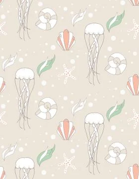 Seamless pattern with underwater scene Stock Illustration