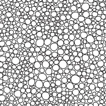 Seamless pattern of uneven circles. Hand drawn circles with a black outline Stock Illustration