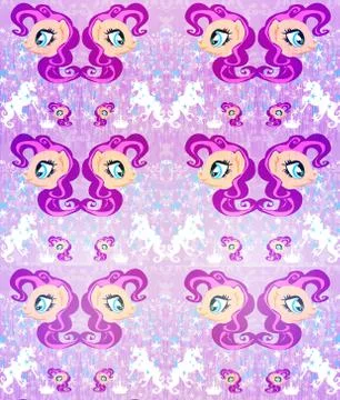 Seamless Pattern - unicorn, crown and stars Stock Illustration