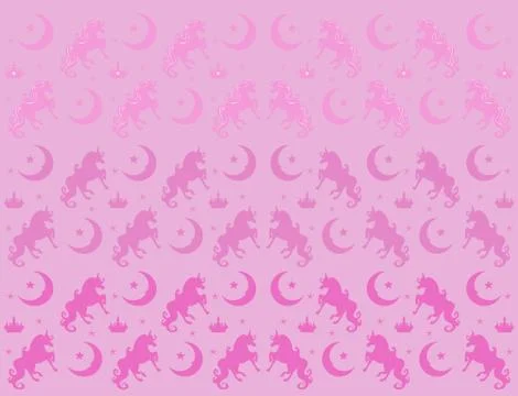 Seamless Pattern - unicorn, crown, stars and moon Stock Illustration