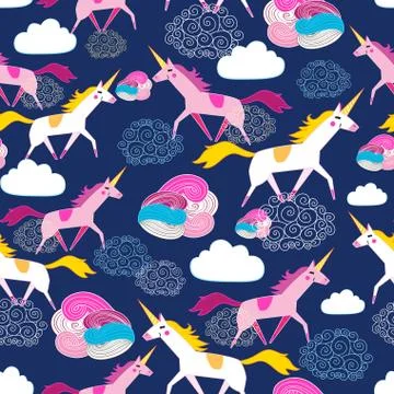 Seamless pattern Unicorns Stock Illustration