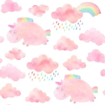 Seamless pattern with unicorns Stock Illustration