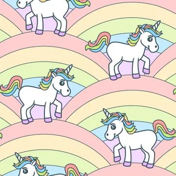 Seamless pattern with unicorns Stock Illustration