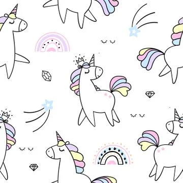 Seamless pattern with unicorns Stock Illustration