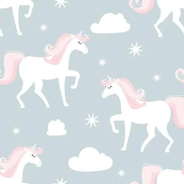 Seamless pattern with unicorns Stock Illustration