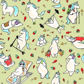 Seamless pattern with unicorns Stock Illustration