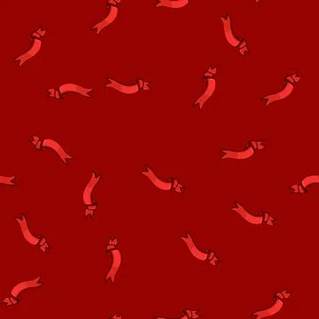 Seamless pattern unity red ribbon retro cartoon vector Stock Illustration