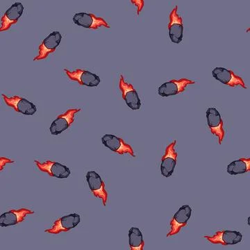 Seamless pattern universe falling meteor cartoon vector Stock Illustration