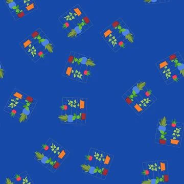 Seamless pattern urban indoor vertical garden cartoon vector イラスト素材