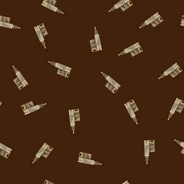 Seamless pattern urban skyscraper cartoon vector Stock Illustration