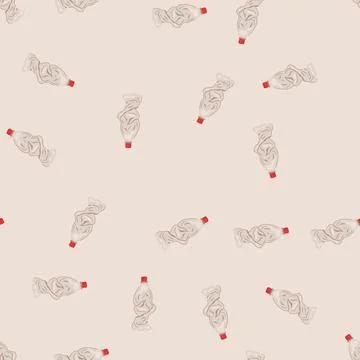 Seamless pattern used crumpled plastic bottle cartoon vector Stock Illustration
