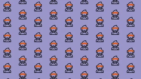 Seamless Pattern of User Icons on Purple Background. Stock Footage 325382066