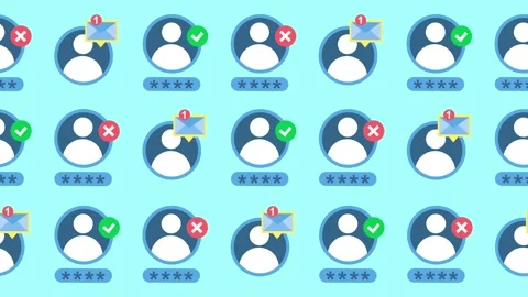 Seamless pattern of user profile account avatars with password security access Stock Footage 344392752